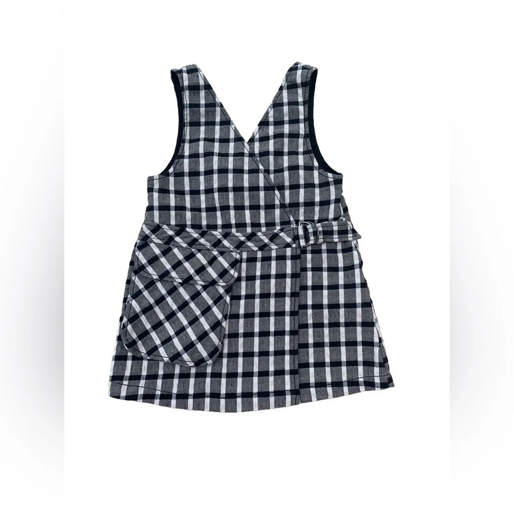 Zara Size 3-4 Years Black and White Checkered Plaid Pinafore Jumper Dress
